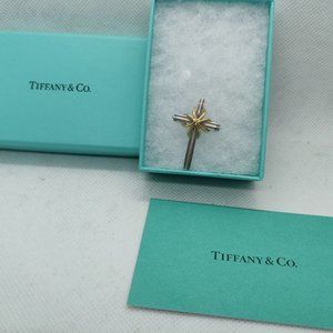Tiffany & Co Silver 18K Gold Cross Crucifix Pendant Unisex w/ Box & COA